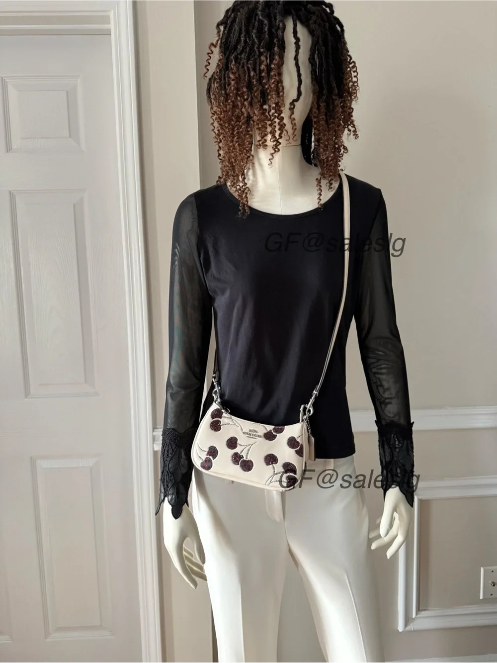 Coach Mini Teri Crossbody & Shoulder Bag Red Cherry Print Silver/chalk CCZ23 NWT